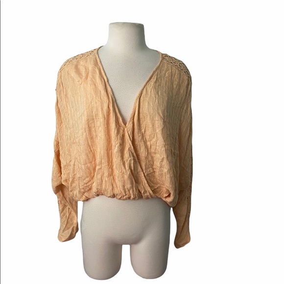 Free people runaway crochet orange top sz-XS - Picture 2 of 7